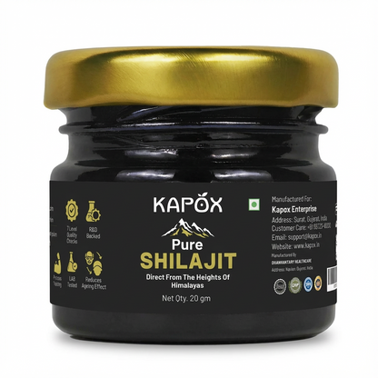 Kapox Himalayan Shilajit Gold Resin | Boosts Energy, Stamina & Strength | Grade A Pure Shilajit – 20g