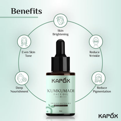 Ayurvedic Kumkumadi Thailam, Skin Brightening, Oil, Toned Glow Enriched With Saffron & Sandalwood, 100% Chemical Free & Natural, 30ml