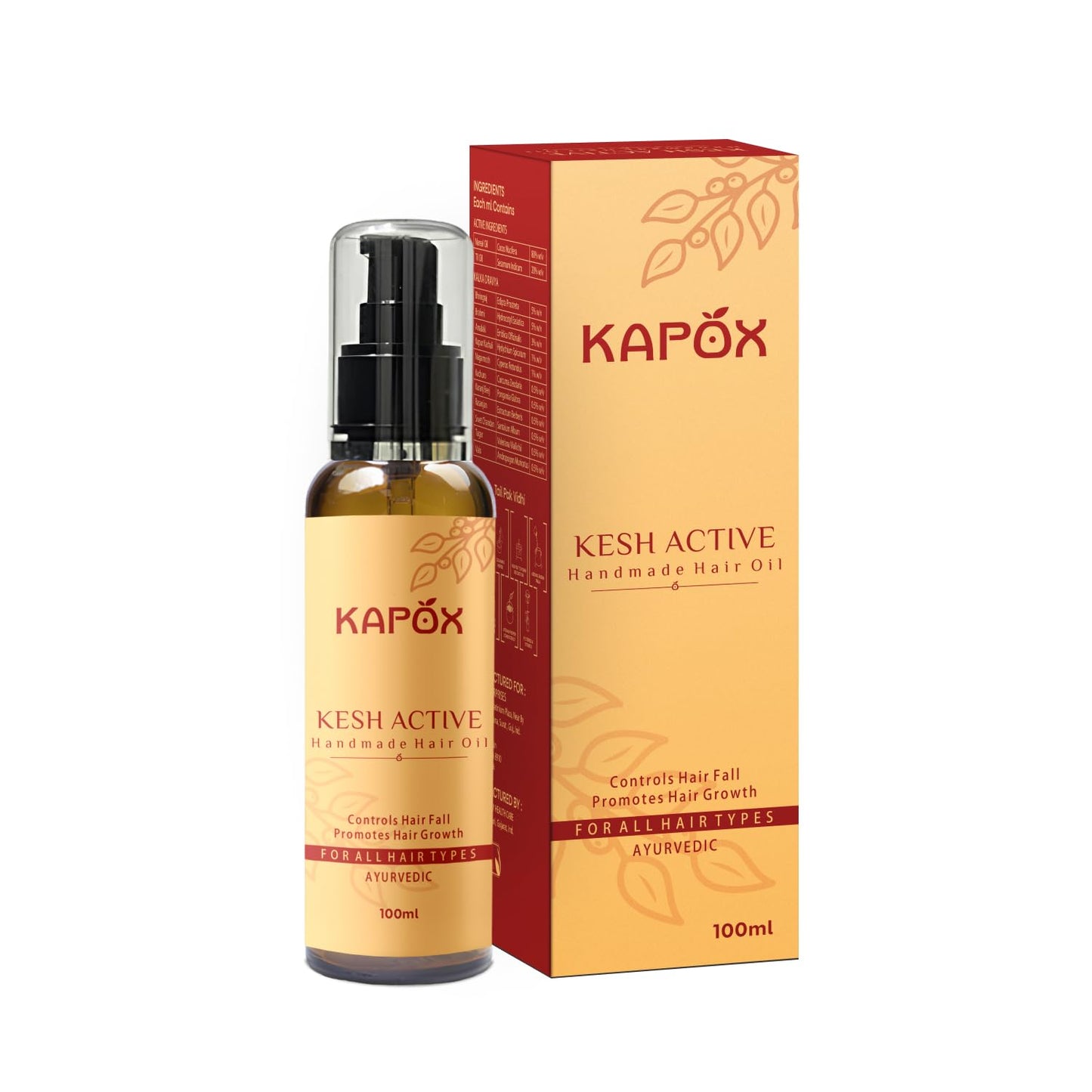 Kesh Active Handmade Hair Oil 100 ml Hair Fall Control and Hair Growth with Bringharaj & Coconut Oil - Comb Applicator Bottle for Men & Women