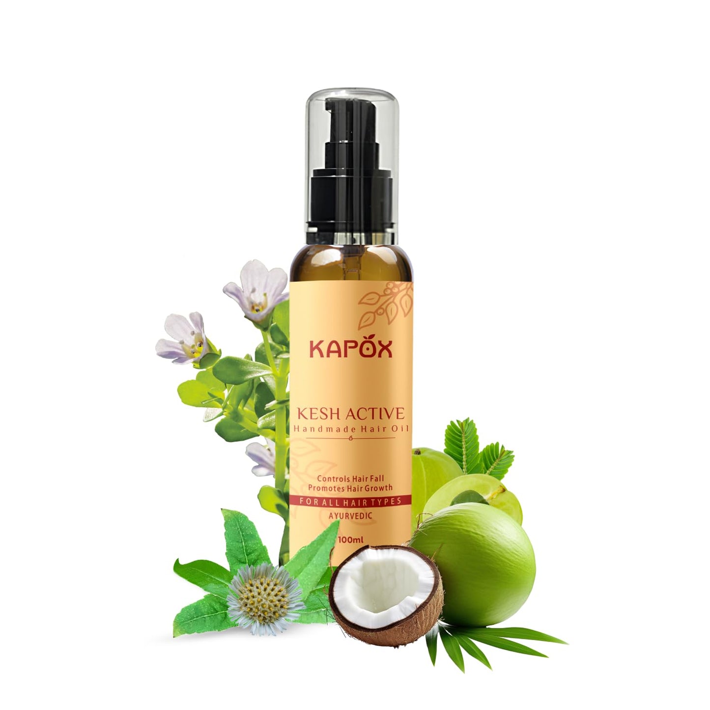 Kesh Active Handmade Hair Oil 100 ml Hair Fall Control and Hair Growth with Bringharaj & Coconut Oil - Comb Applicator Bottle for Men & Women