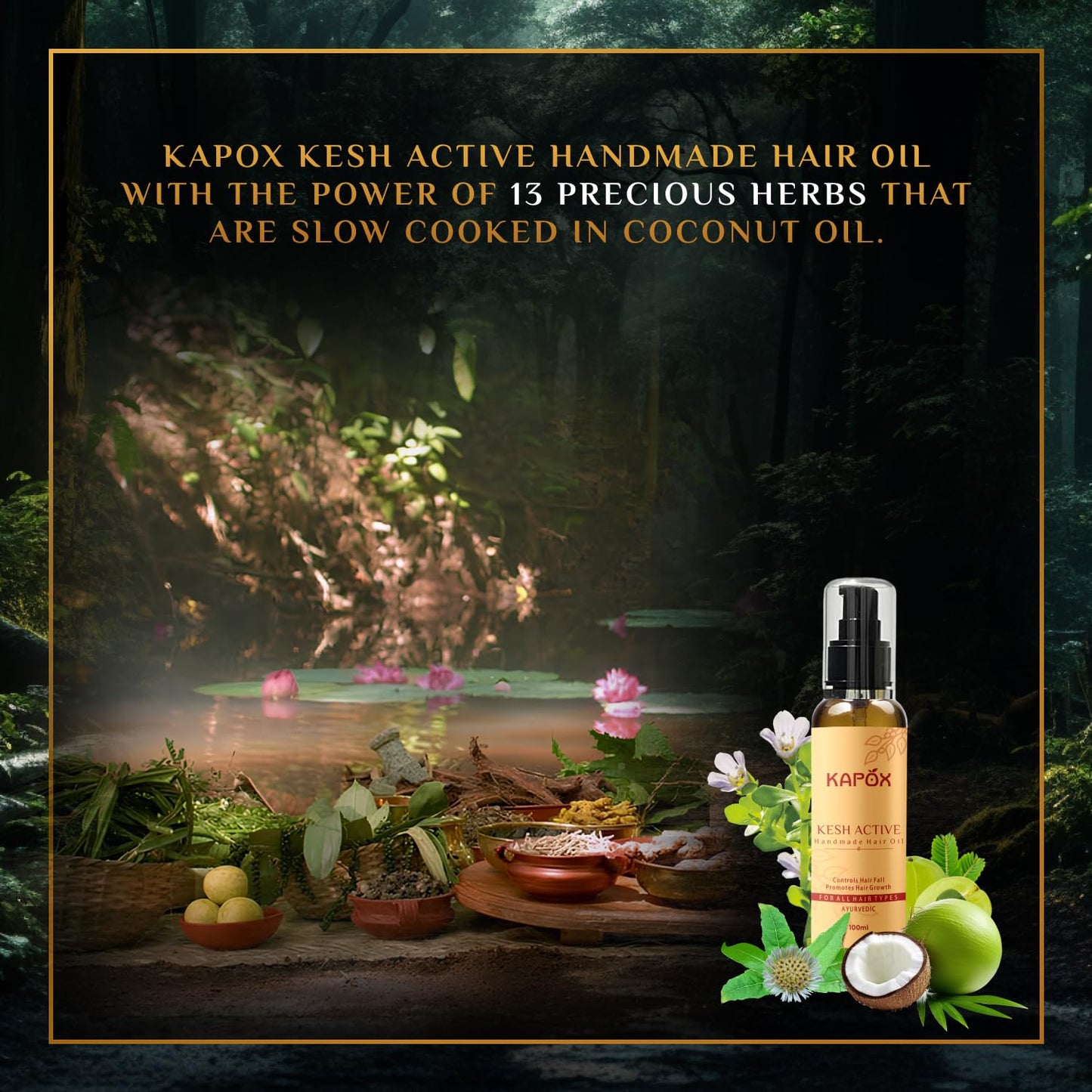 Kesh Active Handmade Hair Oil 100 ml Hair Fall Control and Hair Growth with Bringharaj & Coconut Oil - Comb Applicator Bottle for Men & Women