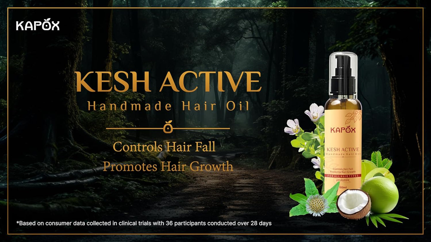 Kesh Active Handmade Hair Oil 100 ml Hair Fall Control and Hair Growth with Bringharaj & Coconut Oil - Comb Applicator Bottle for Men & Women