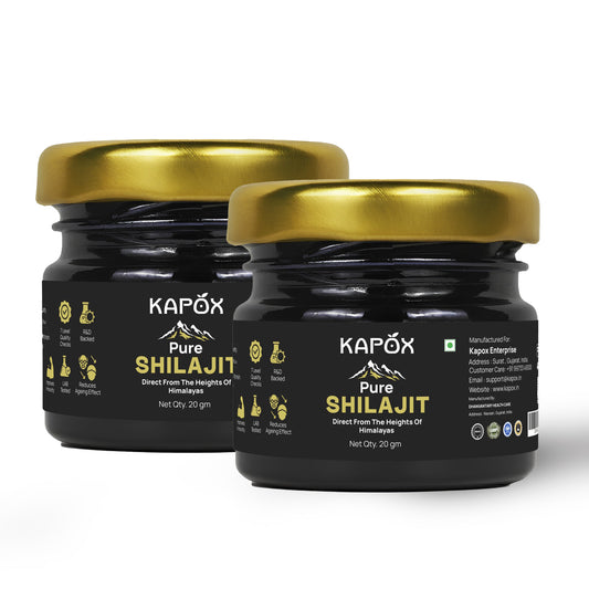 Kapox Himalayan Shilajit Gold Resin | Boosts Energy, Stamina & Strength | Grade A Pure Shilajit – 40g (2 Packs)