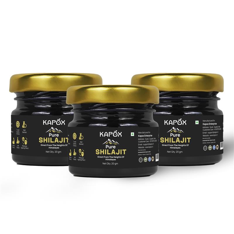 Kapox Himalayan Shilajit Gold Resin | Boosts Energy, Stamina & Strength | Grade A Pure Shilajit – 20g